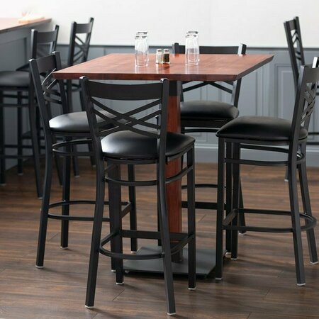 LANCASTER TABLE & SEATING 36'' Square Solid Wood Live Edge Bar Height Table with Mahogany Finish 3493636CLM37